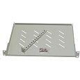 LEXI-Net 19" police s perforací 1U/650mm, nosnost 45kg, zadní nastavitelný úchyt, šedá