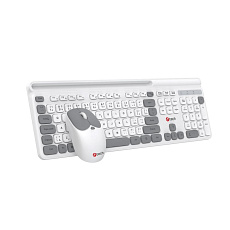 C-TECH klávesnice s myší WLKMC-05W, Bezdrátový set 2.4GHz, CZ, Bílá