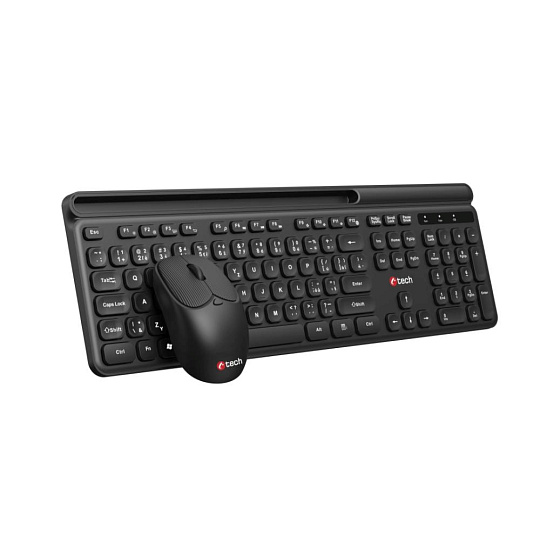 C-TECH klávesnice s myší WLKMC-05B, Bezdrátový set 2.4GHz, CZ, Černá