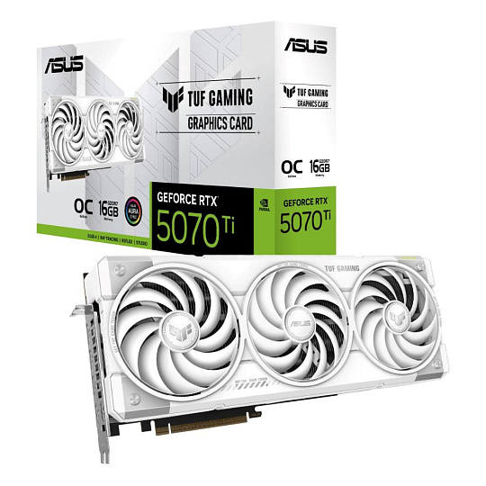 ASUS VGA NVIDIA GeForce RTX 5070 Ti TUF GAMING 16GB OC WHITE, 16GB GDDR7, 3xDP, 2xHDMI