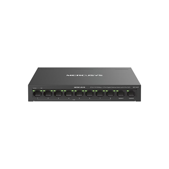 MERCUSYS switch MS110CP (8x100Mb/s,2xGbE,8xPoE+,65W,fanless)