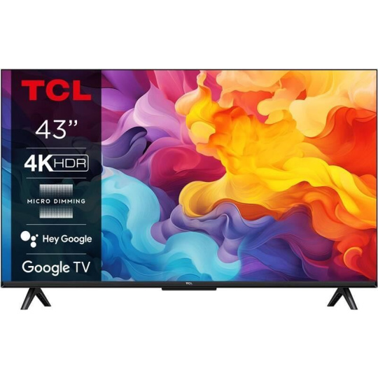 TCL 43V6B 43" TV, 4K Ultra HD, LED, HDR, Google TV, Chromecast, Bluetooth, Wi-Fi, Dolby Audio, MagiConnect