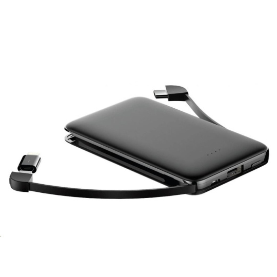WG - Power Bank 5000 mAh, kabel Micro USB + Type-C + adaptér Lightning, černá