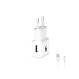 WG - Síťová nabíječka 1x USB-A, Quick Charge 3.0, 5V-9V-12V, kabel USB-A na Lightning, bílá