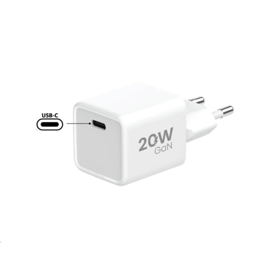 WG - Síťová nabíječka GaN 1x USB-C, PD 20W, 5V-9V-12V, bílá WG - Síťová nabíječka GaN 1x USB-C, PD 20W, 5V-9V-12V, bílá