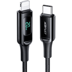 Acefast USB-C/Lightning nabíjecí data kabel s displejem černý