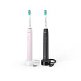 Philips HX3675/15 Sonicare elektrický zubní kartáček, sonický, časovač, tlakový senzor, 2 kusy, růžová a černá