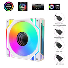 1stCOOL Ventilátor AURA EVO Mirror ARGB PWM, 120mm, bílá 1stCOOL Ventilátor AURA EVO Mirror ARGB PWM, 120mm, bílá