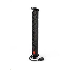 19" rozvodný panel ACAR 8x230V s IEC konektorem pro UPS, vypínač, indikátor napětí, přepěťová ochrana, kabel 3m