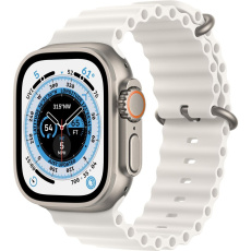 Apple Watch Ultra 49mm titanová s bílým oceánským řemínkem Apple Watch Ultra 49mm titanová s bílým oceánským řemínkem