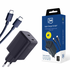 3mk Hyper Charger PD 45W+USB Cable C to C Black 3mk Hyper Charger PD 45W+USB Cable C to C Black