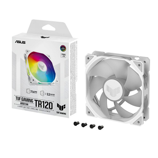 ASUS ventilátor TUF GAMING TR120 ARGB, 1x120mm, bílá ASUS ventilátor TUF GAMING TR120 ARGB, 1x120mm, bílá