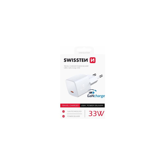 Swissten mini síťový adaptér GaN USB-C 33W PD
