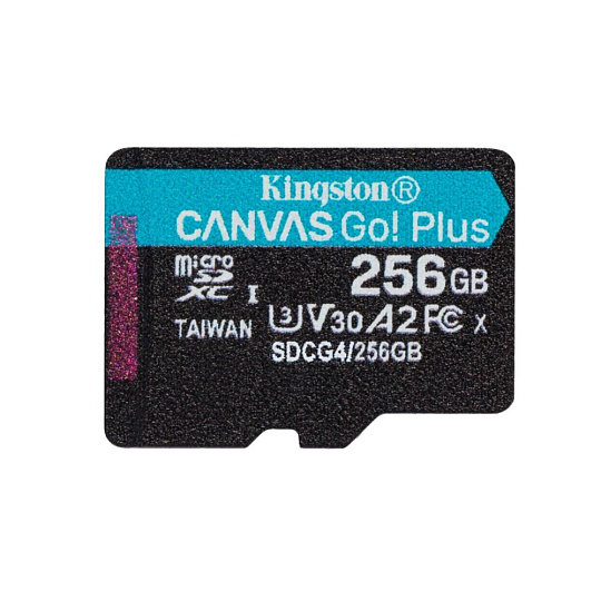 Kingston MicroSDXC karta 256GB Canvas Go! Plus, R:200/W:160MB/s, Class 10, UHS-I, U3, V30, A2 + Adaptér Kingston MicroSDXC karta 256GB Canvas Go! Plus, R:200/W:160MB/s, Class 10, UHS-I, U3, V30, A2 + Adaptér