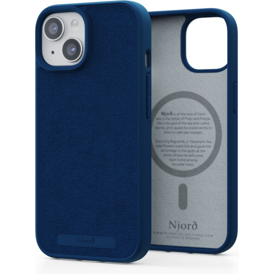 NJORD Suede MagSafe kryt iPhone 15 modrý