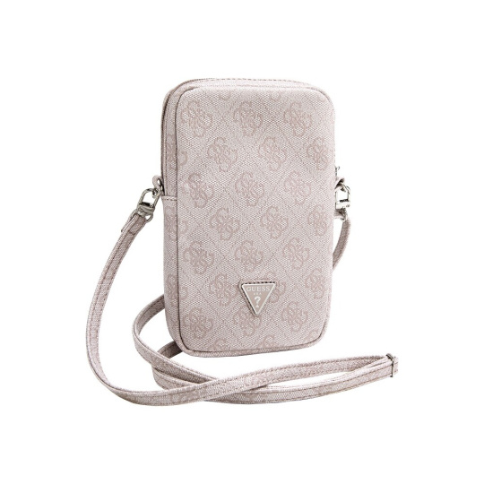 Guess PU 4G Triangle Logo Wallet Phone Bag Zipper růžový