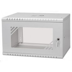 LEXI-Net 19" nástěnný rozvaděč Basic 6U, šířka 520mm, hloubka 350mm, skleněné dveře, bez zad, rozložený, šedý LEXI-Net 19" nástěnný rozvaděč Basic 6U, šířka 520mm, hloubka 350mm, skleněné dveře, bez zad, rozložený, šedý