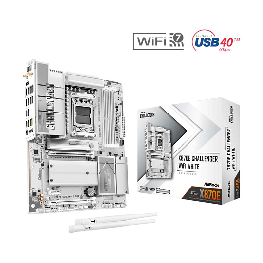 ASRock MB Sc AM5 X870E Challenger WiFi WHITE, AMD X870E, 4xDDR5, 1xHDMI, 2xUSB4, WiFi ASRock MB Sc AM5 X870E Challenger WiFi WHITE, AMD X870E, 4xDDR5, 1xHDMI, 2xUSB4, WiFi