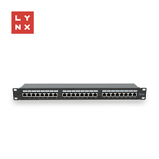 LYNX 19" patch panel  24-port, FTP Cat5e, 50µ, stíněný, černý