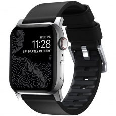 Nomad Active Pro hydrofobní kožený řemínek Apple Watch 45/44/42mm černý/stříbrný Nomad Active Pro hydrofobní kožený řemínek Apple Watch 45/44/42mm černý/stříbrný