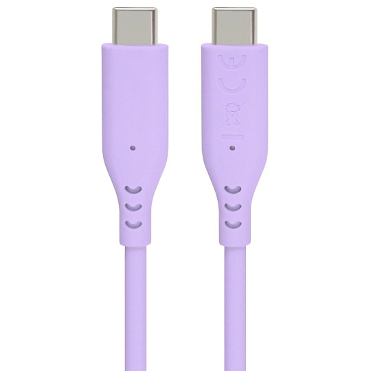 PREMIUMCORD Kabel USB-C na USB-C, 60W, 480Mbps, silikonový, fialový, 1,5m