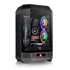THERMALTAKE Case The Tower 300, mATX, Průhledná bočnice, 2x 140mm Fan, černá