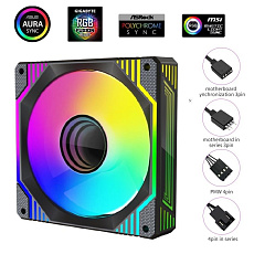 1stCOOL Ventilátor AURA EVO Mirror ARGB PWM, 120mm, černá