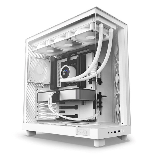 NZXT skříň H6 Flow dvoukomorová / MidT / 3x120mm fan / 2xUSB 3.2 / USB-C / prosklená bočnice i čelo / bílá NZXT skříň H6 Flow dvoukomorová / MidT / 3x120mm fan / 2xUSB 3.2 / USB-C / prosklená bočnice i čelo / bílá