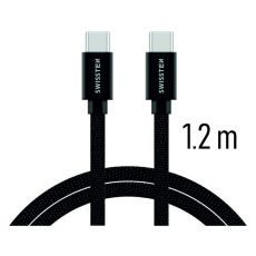 SWISSTEN Textile kabel USB-C / USB-C 1,2 m černý