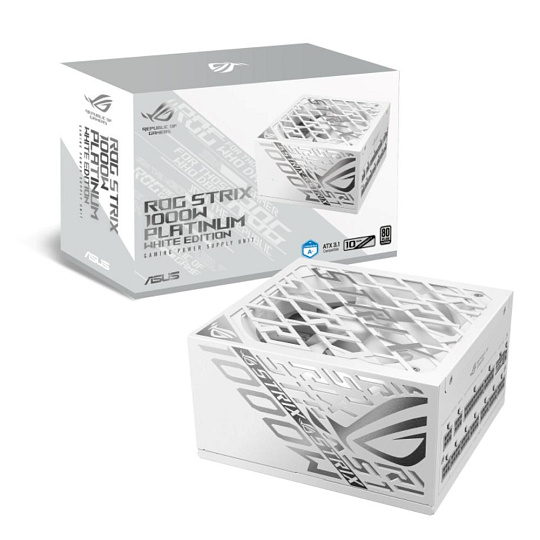 ASUS zdroj ROG STRIX 1000W White, 135mm, 80 Plus Platinum, Plně modulární, ATX 3.1 ASUS zdroj ROG STRIX 1000W White, 135mm, 80 Plus Platinum, Plně modulární, ATX 3.1