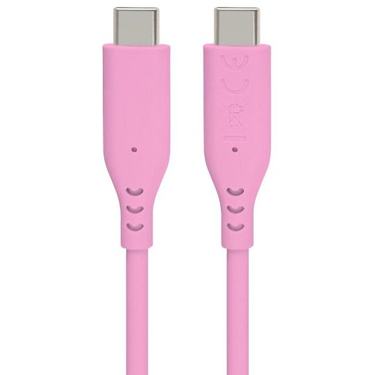 PREMIUMCORD Kabel USB-C na USB-C, 60W, 480Mbps, silikonový, růžový, 1,5m