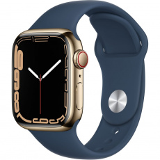 Apple Watch Series 7 Cellular 41mm zlatá ocel s hlubokomořsky modrým sportovním řemínkem Apple Watch Series 7 Cellular 41mm zlatá ocel s hlubokomořsky modrým sportovním řemínkem
