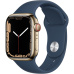 Apple Watch Series 7 Cellular 41mm zlatá ocel s hlubokomořsky modrým sportovním řemínkem