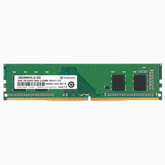 DIMM DDR4 8GB 2666MHz TRANSCEND 1Rx16 1Gx16 CL19 1.2V