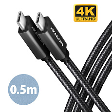AXAGON BUCM32-CM05AB, SPEED+ kabel USB-C USB-C, 0.5m, USB 20Gbps, PD 100W 5A, 4K HD, ALU, oplet, černý AXAGON BUCM32-CM05AB, SPEED+ kabel USB-C USB-C, 0.5m, USB 20Gbps, PD 100W 5A, 4K HD, ALU, oplet, černý