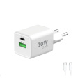 WG - Síťová nabíječka GaN 2x USB 30W, 1x USB-C PD3.0 PPS QC4 30W + USB-A 18W, kabel Type-C na Type-C, bílá