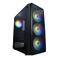 VeinX case ME19A Mid Tower, bez zdroje, 1x USB3.0, 1x USB2.0, 4x 120mm ARGB Fan, 1x ARGB Controller, černá