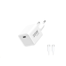 WG - Síťová nabíječka 1x USB-C PD 20W, 5V-9V-12V, kabel Type-C na Type-C, bílá WG - Síťová nabíječka 1x USB-C PD 20W, 5V-9V-12V, kabel Type-C na Type-C, bílá