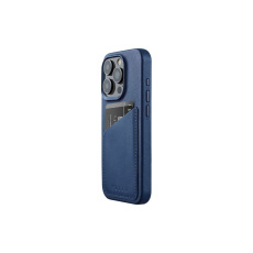 Mujjo Full Leather Wallet pouzdro iPhone 15 Pro modrý