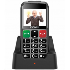 EVOLVEO EasyPhone EB, mobilní telefon pro seniory s nabíjecím stojánkem, stříbrná