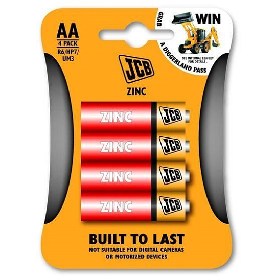 JCB zinko-chloridová baterie R06, blistr 4 ks