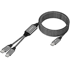 PREMIUMCORD Nabíjecí kabel USB-C, 2xUSB-C na USB-C, 100W, 1m, černá