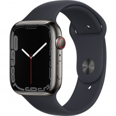 Apple Watch Series 7 Cellular 45mm grafitová ocel s temně inkoustovým sportovním řemínkem Apple Watch Series 7 Cellular 45mm grafitová ocel s temně inkoustovým sportovním řemínkem