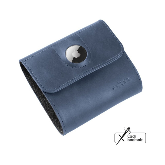 FIXED Classic Wallet for AirTag Kožená peněženka z pravé hovězí kůže modrá
