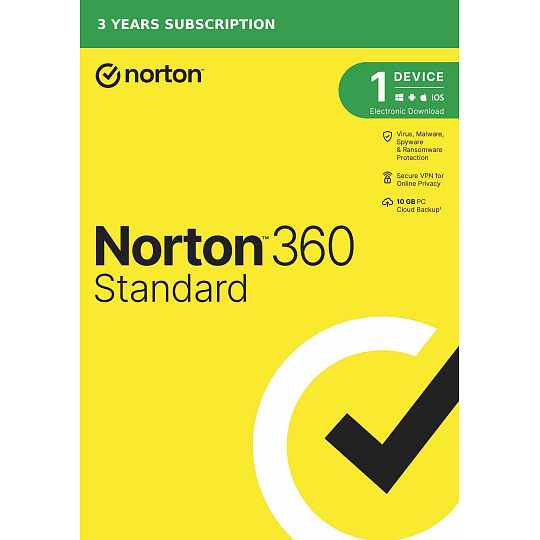NORTON 360 STANDARD 10GB + VPN 1 uživatel pro 1 zařízení na 3 roky ESD