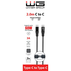 WG - Datový kabel Type-C na Type-C, 2 metry, černá