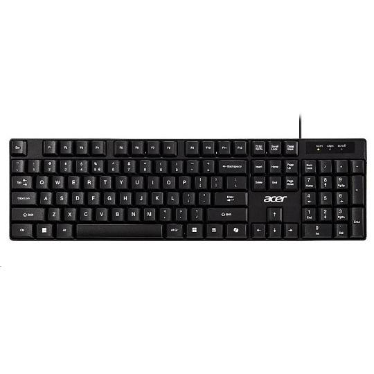 ACER drátová klávesnice AKW100,USB 2.0,5 mil. úhozů,voděodolná,Black