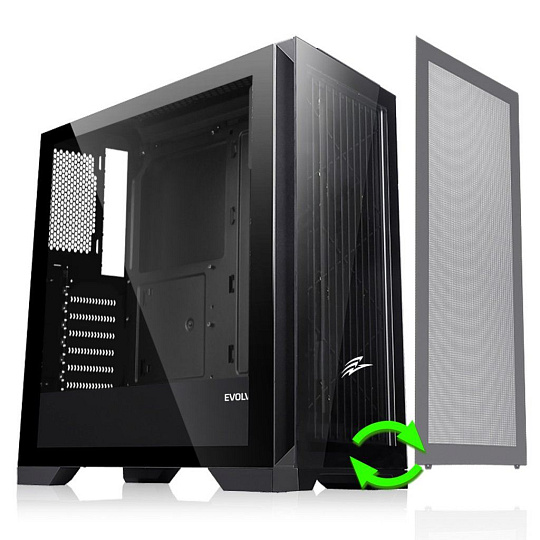 EVOLVEO Ptero Q2, 2x čelní panel - sklo /mřížka, case ATX, černá EVOLVEO Ptero Q2, 2x čelní panel - sklo /mřížka, case ATX, černá