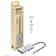 Club3D hub USB-C Gen2 PD na 2x USB-C 10G porty a 2x USB-A 10G porty