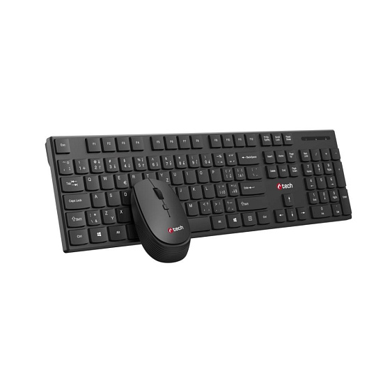 C-TECH klávesnice s myší WLKMC-03, Bezdrátový set 2.4GHz, CZ, Černá